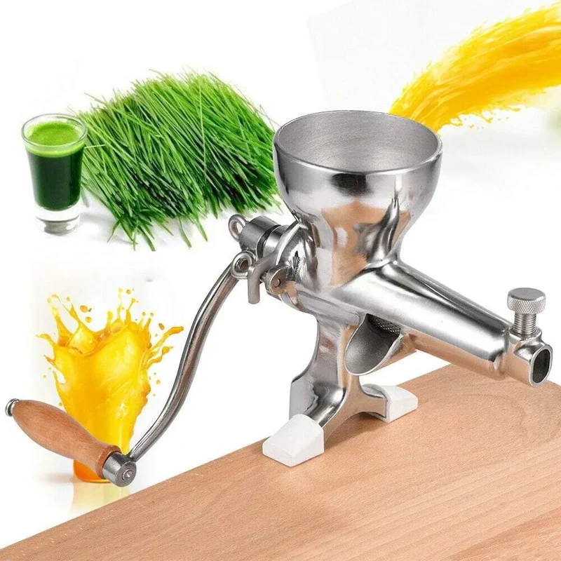 Stainless Steel Manual Wheatgrass Juicer Hand Crank Fruit Vegetable Orange Juice Press Extractor Table Clip-on Type
