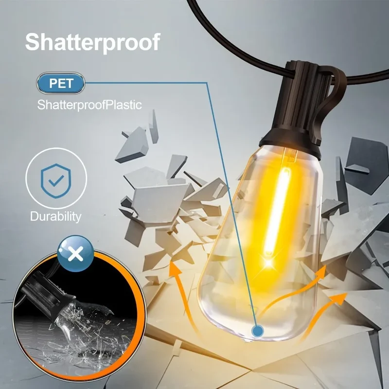 WUZHISHANG Solar-Powered Outdoor Globe String Lights Dimmable LEDs Remote Control