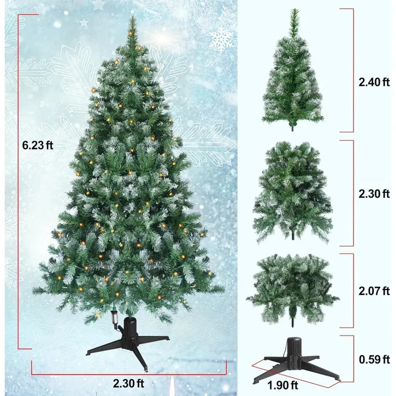 MIMIRGB Christmas Tree With Rotating Stand LED Lights Music Function
