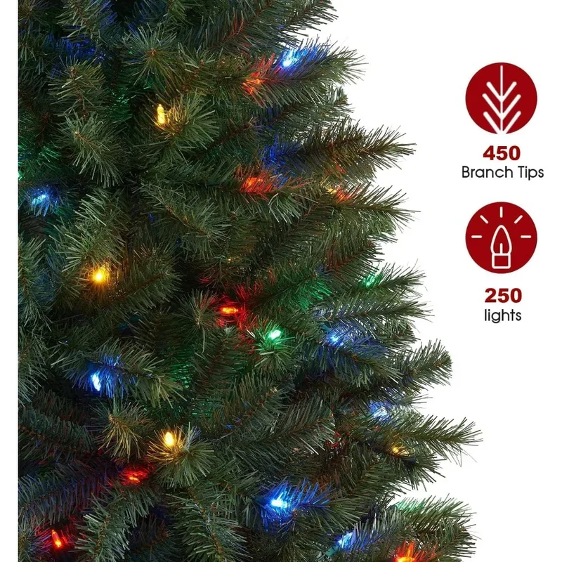 MIMIRGB Christmas Tree With Rotating Stand LED Lights Music Function