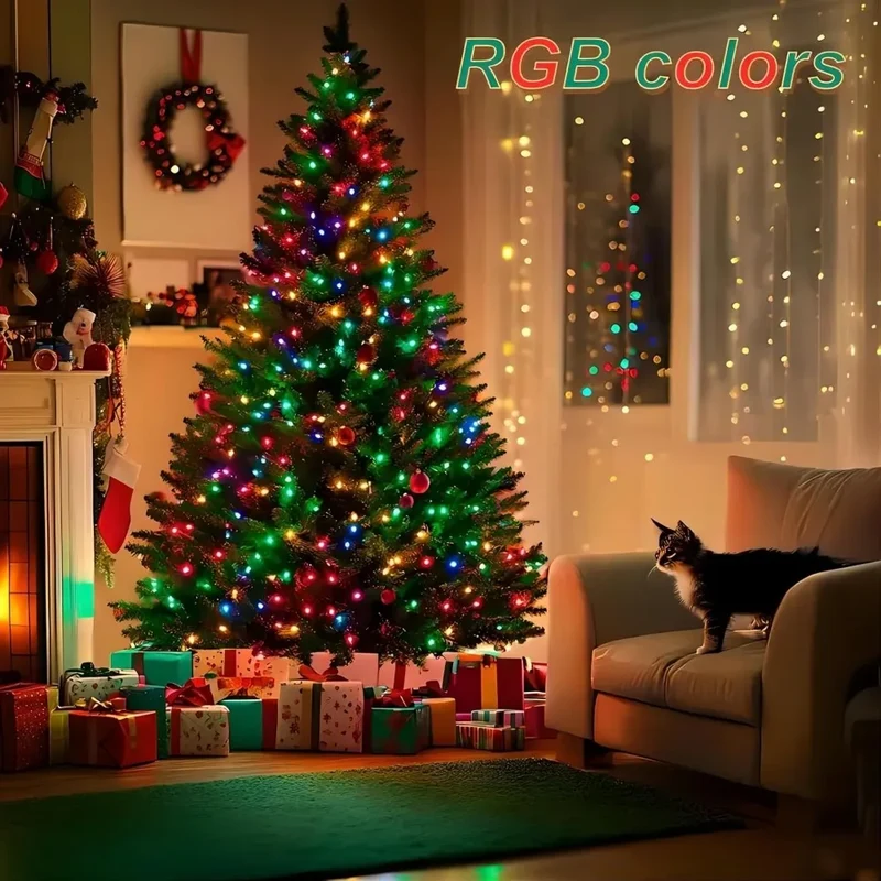 MIMIRGB Christmas Tree With Rotating Stand LED Lights Music Function