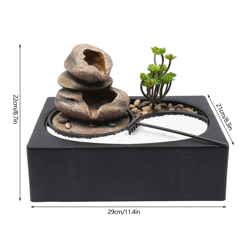 Hign-concerned Indoor Relaxation Desktop Fountain Waterfall With Rockery Sand Garden
