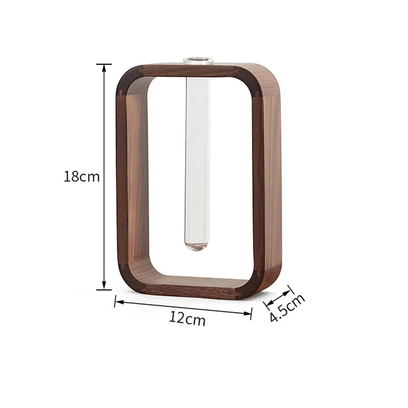 HeMu Rectangle Solid Wood Hydroponic Plant Vase Living Room Decor