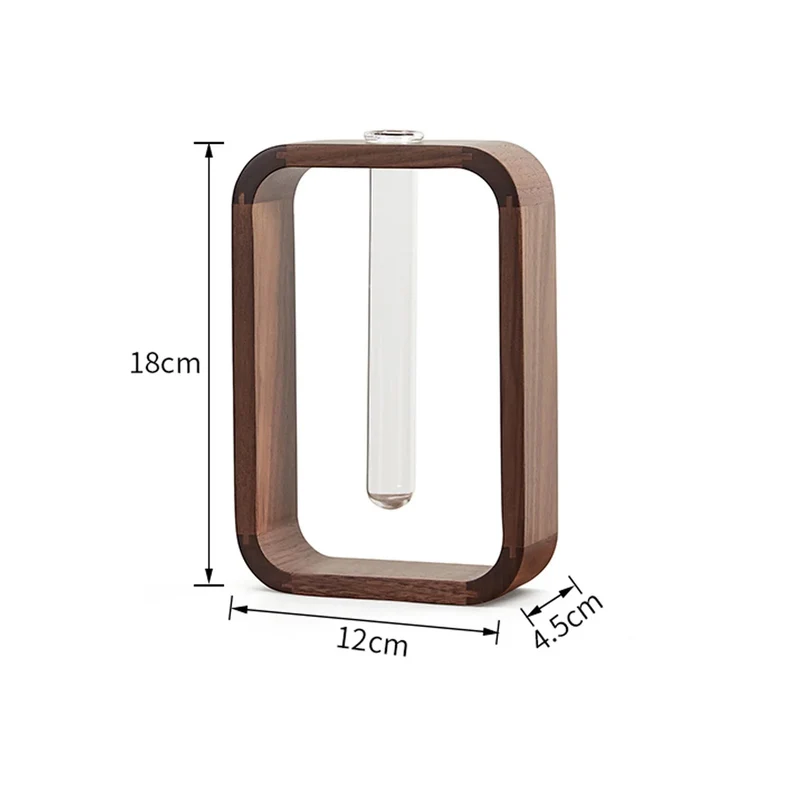HeMu Rectangle Solid Wood Hydroponic Plant Vase Living Room Decor