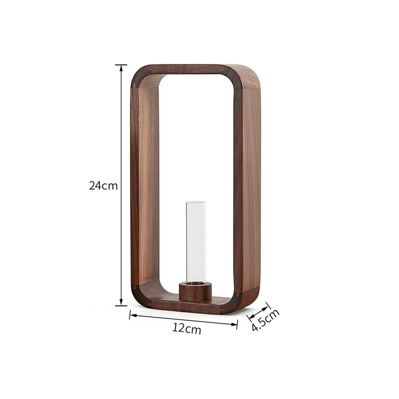 HeMu Rectangle Solid Wood Hydroponic Plant Vase Living Room Decor