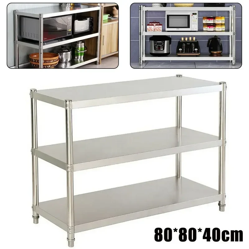 Column 3-Tier Adjustable Stainless Steel Kitchen Shelf Stand