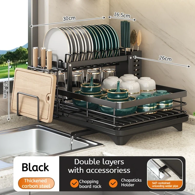 ATMDOG Stainless Steel Dish Drying Rack Adjustable With Over Sink Drainboard And Plate Drainer Storage