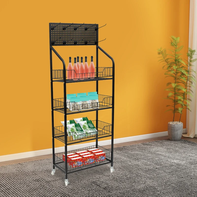 Each Tier 4-Tier Rolling Cart With Locking Wheels Kitchen And Retail Display For Kitchen And Retail Store Use