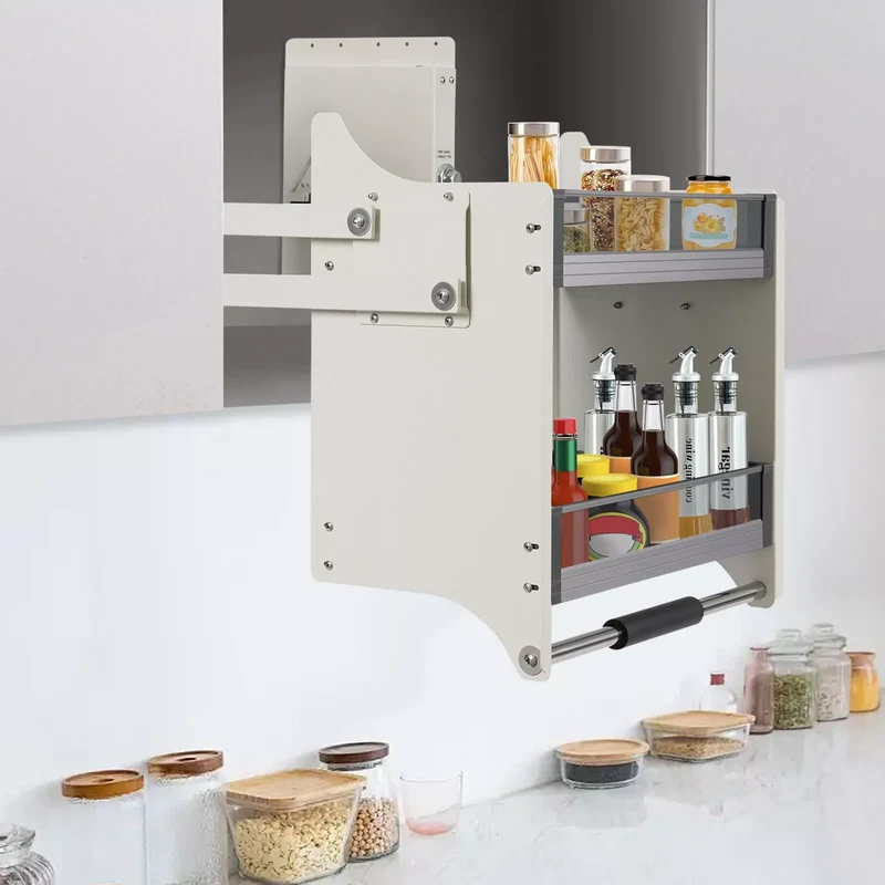 Hign-concerned 2-Tier Pull-Down Upper Cabinet Shelf Aluminum Alloy
