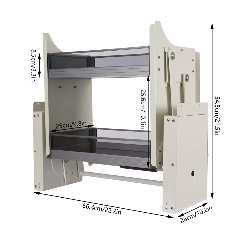 Hign-concerned 2-Tier Pull-Down Upper Cabinet Shelf Aluminum Alloy