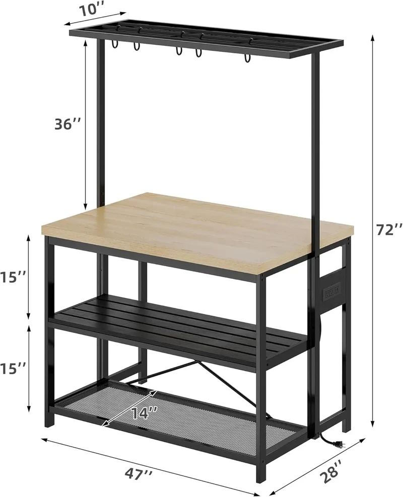 HiMISS Kitchen Island With Storage And Power Outlet