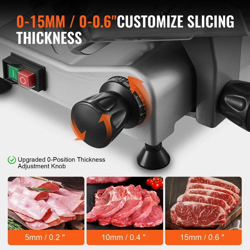 VEVOR 340W Meat Slicer Electric Deli Slicer SUS420 Stainless Steel With Built-In Sharpening Stone