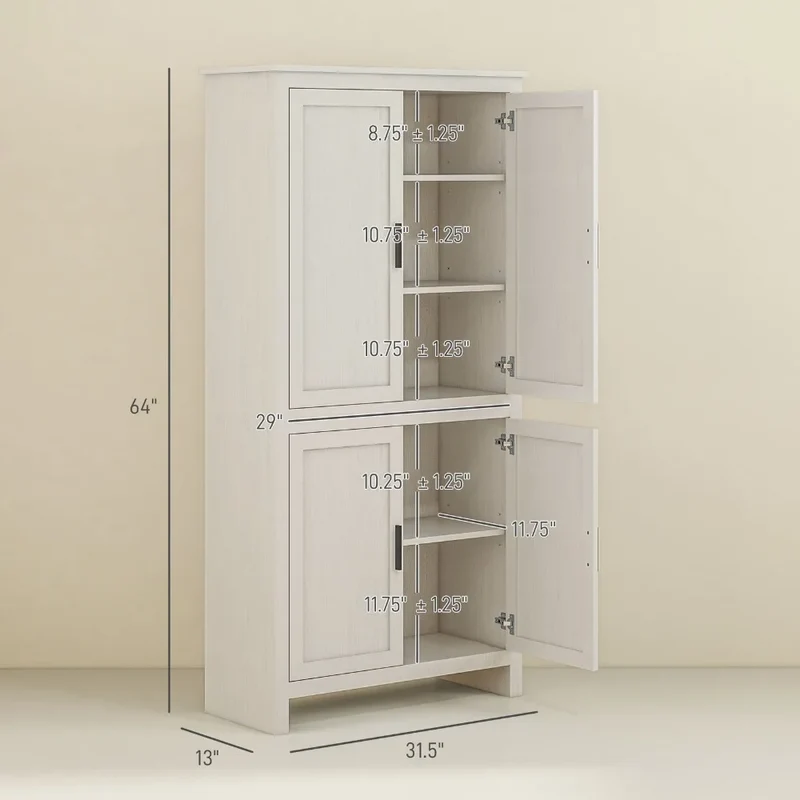 Kitchen Freestanding Pantry Cabinet With Five-Tier Shelves For Home Organization
