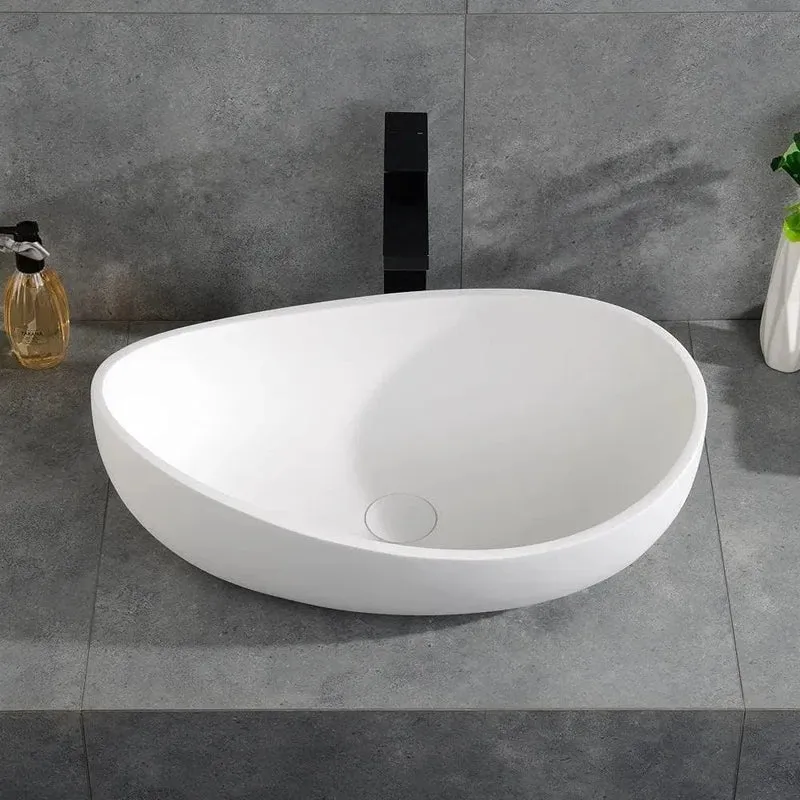 Capacity Luxurious Oval Vessel Sink Stone Resin Premium Ultracontemporary Bathrooms