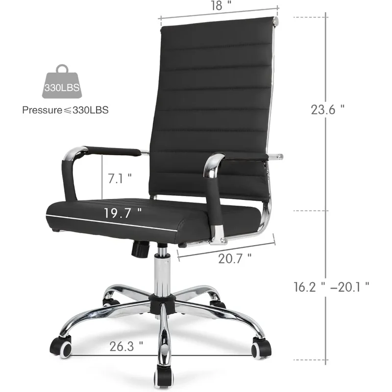 Home Office Chair Ribbed Leather ErgonomicallyDesigned Executive Desk Chair ProlongedUse