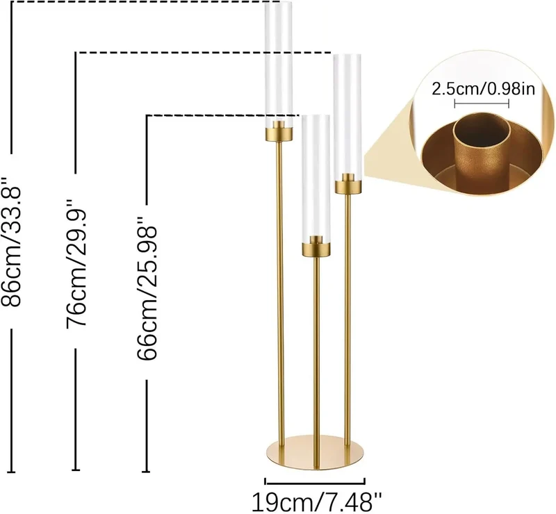 Hign-concerned 16 Piece Gold Three Arm Candelabra Candlestick Holder Decorations