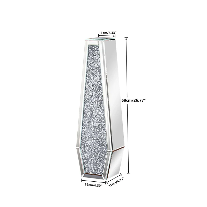 Function Crushed Diamond Mirrored Floor Vase For Pampas Grass Decor