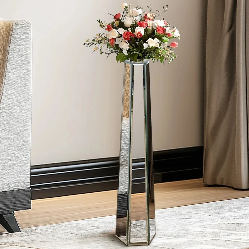 Function Mirrored Floor Vase For Modern Home Decor