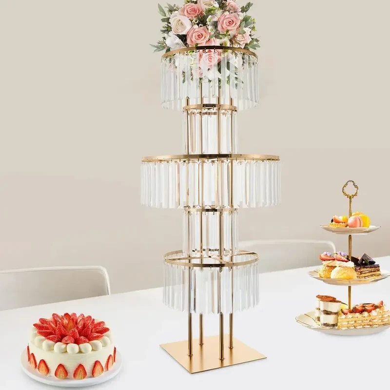 Hign-concerned Free Standing 5-Tier Iron Acrylic Wedding Centerpiece Stand For Elegant Table Decor
