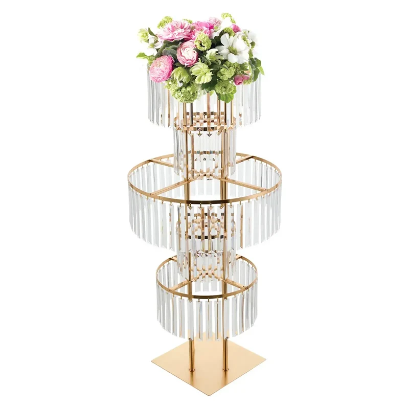 Hign-concerned Free Standing 5-Tier Iron Acrylic Wedding Centerpiece Stand For Elegant Table Decor