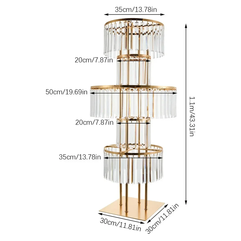 Hign-concerned Free Standing 5-Tier Iron Acrylic Wedding Centerpiece Stand For Elegant Table Decor