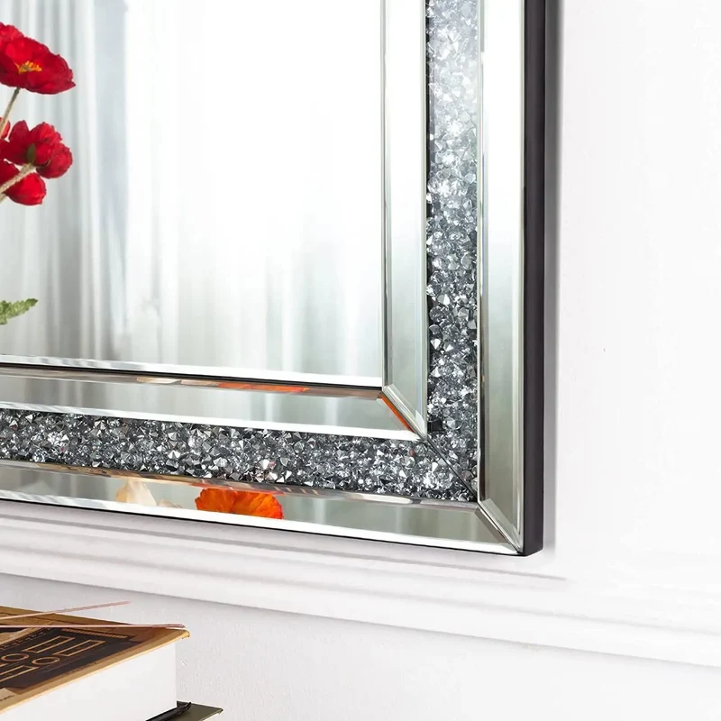 BORWARTH ExtraLarge Rectangle Venetian Wall Mirror With Crystalline Diamond Edge