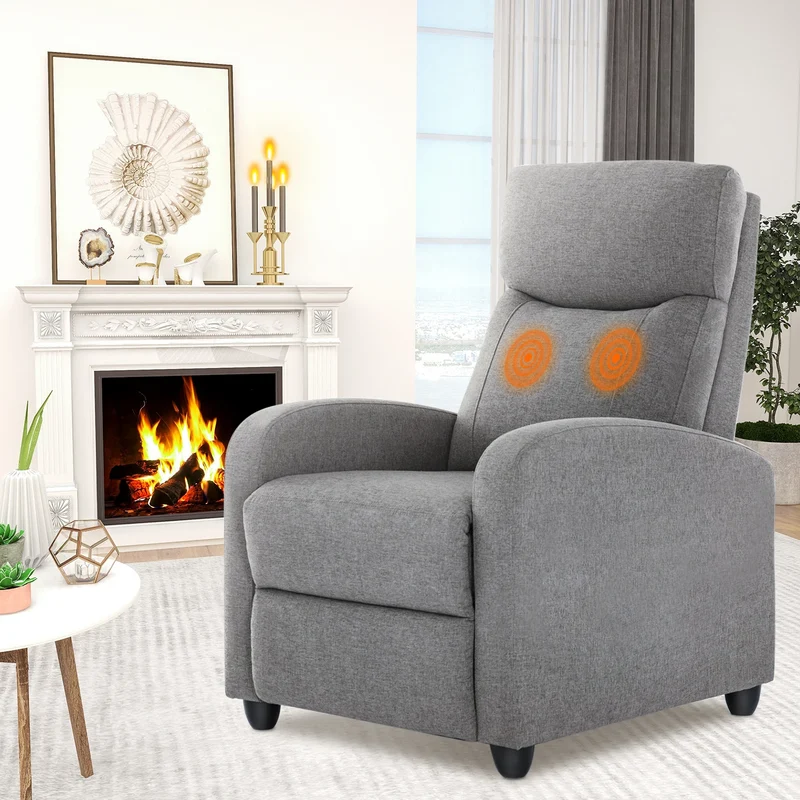 JHK Recliner Chair Massage Sofa Fabric Theater Lumbar Support Adjustable Modern Padded Backrest Living Room