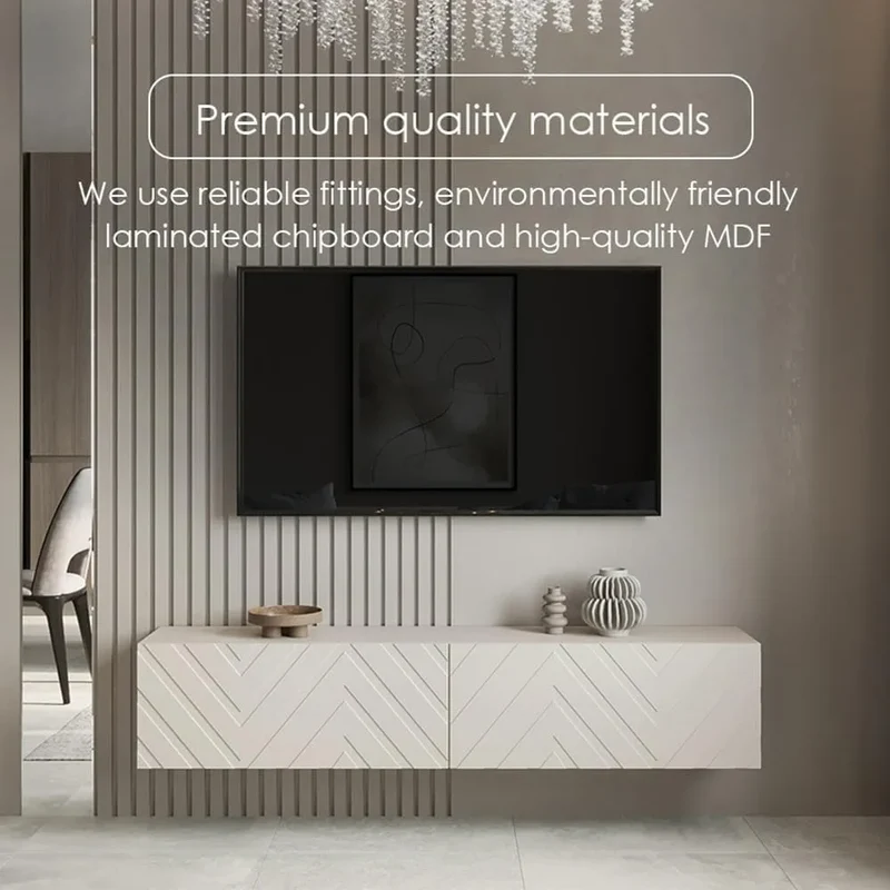 Hign-concerned Floating Wall Mounted TV Stand With Storage Drawers For Living Room