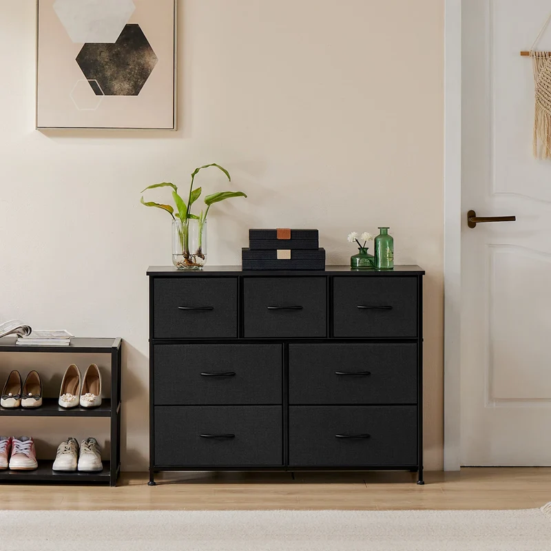 JHK Dresser With 7 Drawers Closet Organizer Furniture For Bedroom