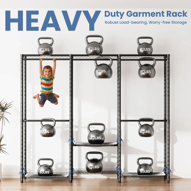 Folded Heavy Duty Clothes Rack Storage Organizer WardrobeStorage Freestanding 960