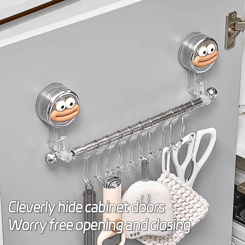 Big Red House Wall-Mounted Non-Perforated Towel-Bar Bathroom Storage-Rack Organizer