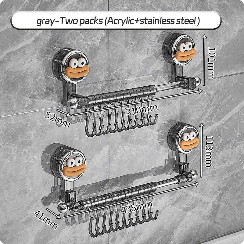 Big Red House Wall-Mounted Non-Perforated Towel-Bar Bathroom Storage-Rack Organizer