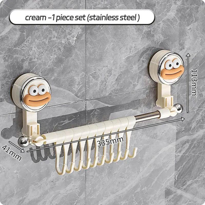 Big Red House Wall-Mounted Non-Perforated Towel-Bar Bathroom Storage-Rack Organizer