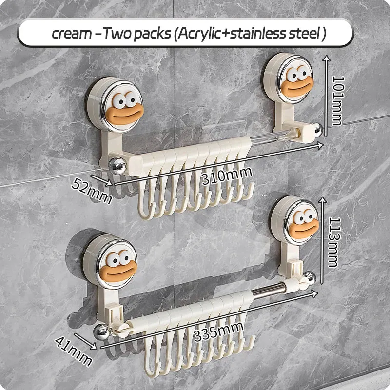 Big Red House Wall-Mounted Non-Perforated Towel-Bar Bathroom Storage-Rack Organizer