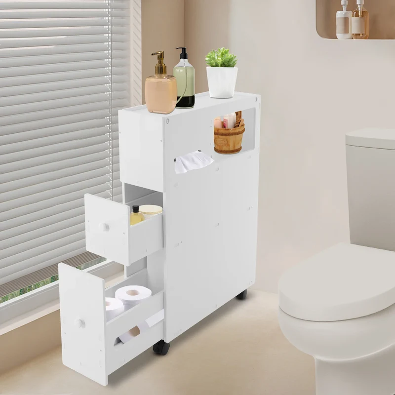 Hign-concerned Premium Bathroom Storage Cabinet Narrow Floorstanding With Drawers