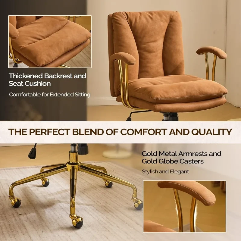 DAFIFY Comfortable Home Office Desk Chair With Wheels Removable Armrests Adjustable Swivel Backrest