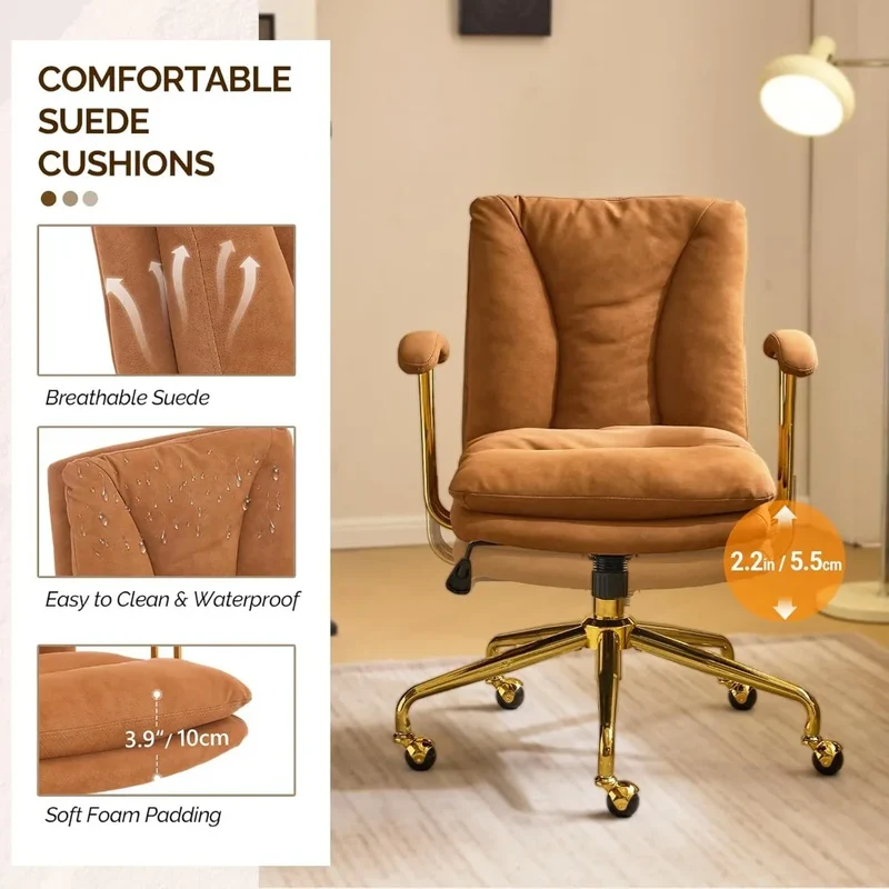 DAFIFY Comfortable Home Office Desk Chair With Wheels Removable Armrests Adjustable Swivel Backrest