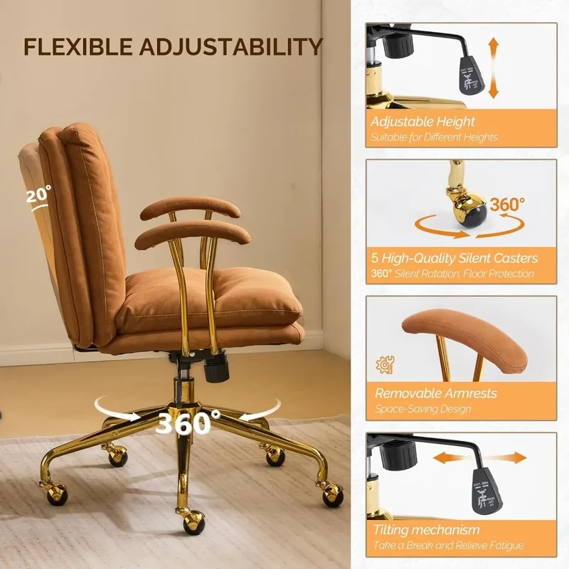 DAFIFY Comfortable Home Office Desk Chair With Wheels Removable Armrests Adjustable Swivel Backrest