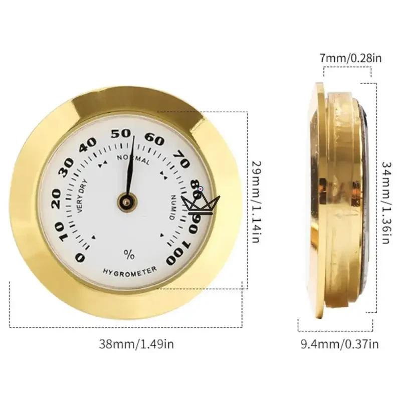 Hygromètre Analogique FAROX 34 — Finition Dorée, Format Compact | Cave à Cigares