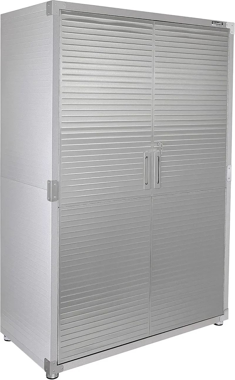 UltraHD Solid Steel Lockable Metal Storage Cabinet, w/Adjustable Shelves for Garage, Warehouse, Office, Classroom, Granite