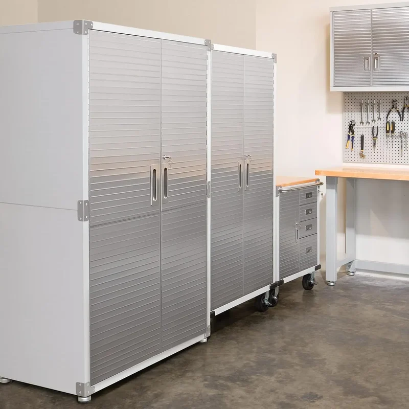UltraHD Solid Steel Lockable Metal Storage Cabinet, w/Adjustable Shelves for Garage, Warehouse, Office, Classroom, Granite