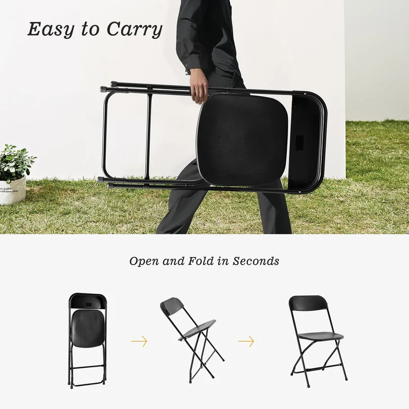 JHK Plastic Folding Chair 4 Pack Lightweight Indoor Outdoor