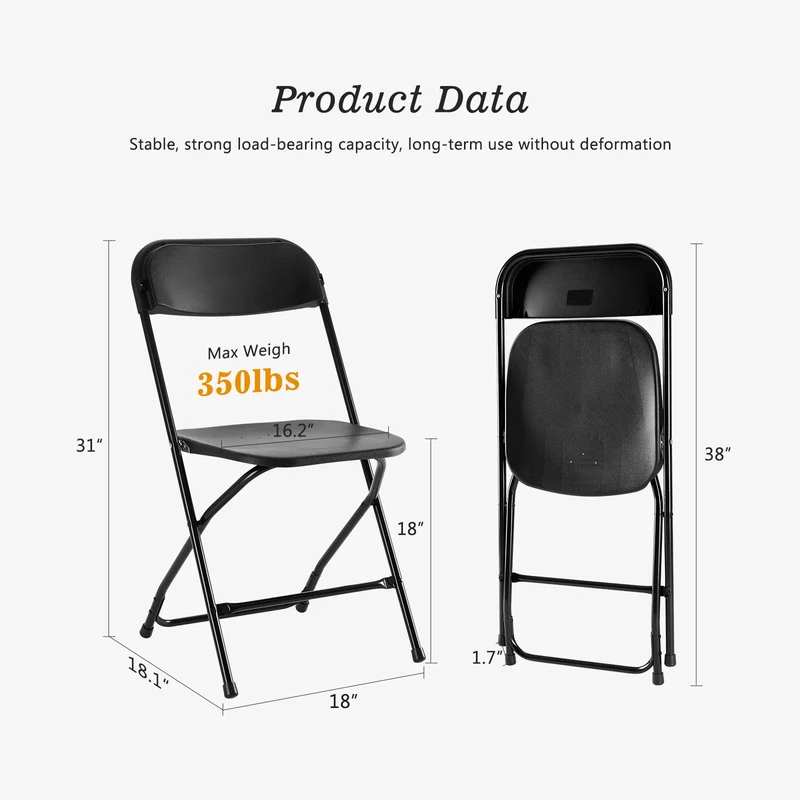 JHK Plastic Folding Chair 4 Pack Lightweight Indoor Outdoor