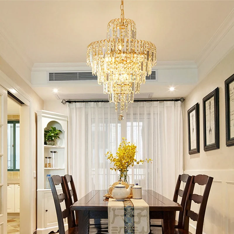 Bymaocar Luxury Crystal Chandelier E14 Pendant Light