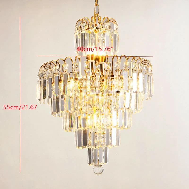 Bymaocar Luxury Crystal Chandelier E14 Pendant Light