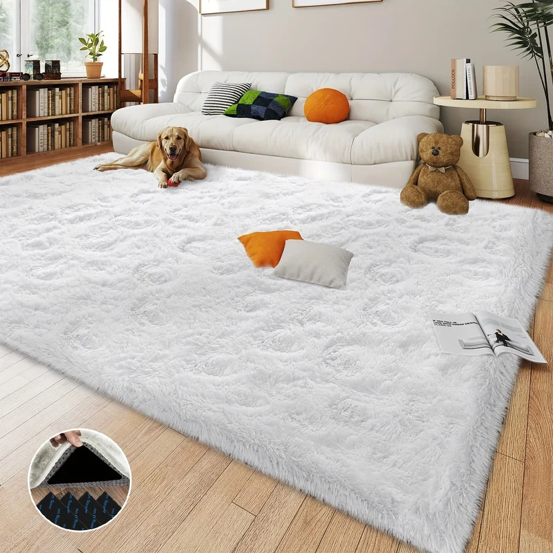 Aubusson Shaggy Non Slip Rug Modern Plush Carpet Living Room