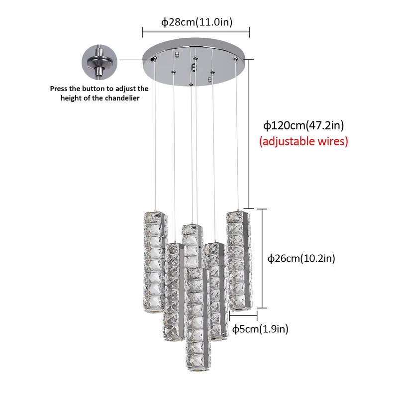 VETRULUS Nordic K9 Crystal Ceiling Lamp Pendant Chandelier