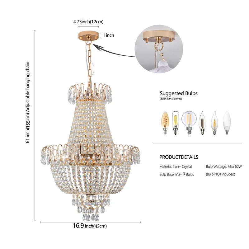 ARLGSITE Luxury Crystal Chandelier Pendant Light For Living Room