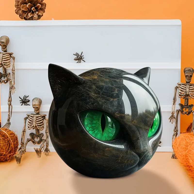 MOJOYCE Luxury Black Cat Stone Sculpture For Home Decor