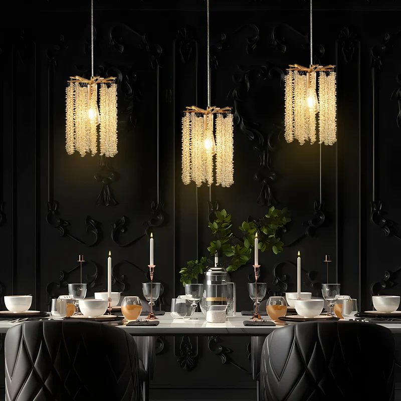 Arlgsite Crystal Pendant Lights 3 Pack Golden Finish No Bulbs